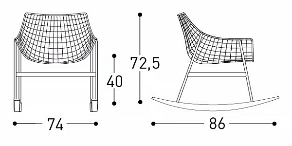 Schaukelstuhl aus Stahl mit Kissen VARASCHIN Sommer-Set 2426C, 2426E Fabrik VARASCHIN aus Italien. Foto №5