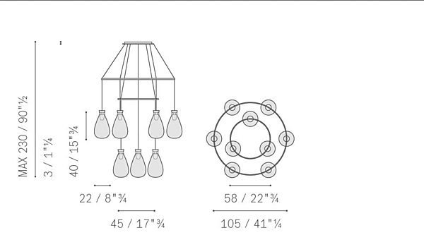 Blasenglas Kronleuchter Soffi POLTRONA FRAU Fabrik POLTRONA FRAU aus Italien. Foto №12
