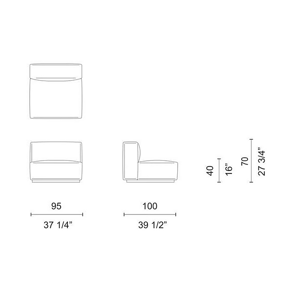 Modularer Stoffsofa Oblong Plus Cappellini Fabrik Cappellini aus Italien. Foto №6