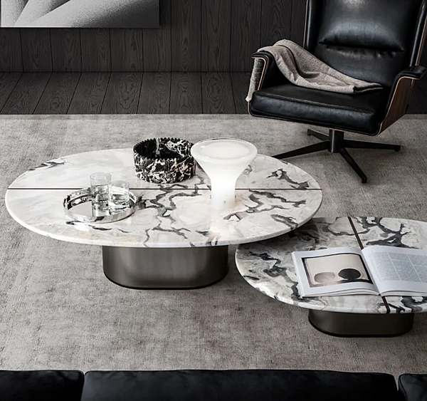 Ovaler niedriger Couchtisch aus Marmor für das Wohnzimmer Giotto i 4 Mariani Fabrik i 4 Mariani aus Italien. Foto №4