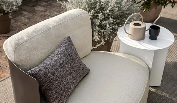 Gartenarmchair aus Stoff mit weicher Rückenlehne Pierre Shell Flou Fabrik Flou aus Italien. Foto №11