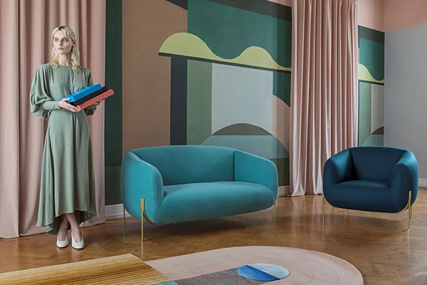 Zweisitzer Sofas mit abnehmbarem Bezug aus Stoff GEO Saba Fabrik SABA aus Italien. Foto №3