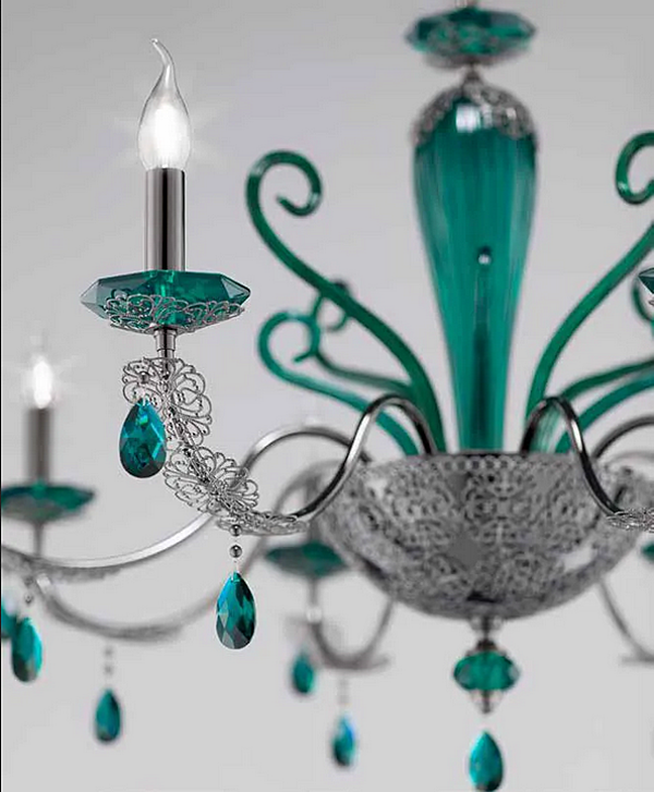Kristalllüster mit Swarovski-Kristallen und Makramee Euroluce Lampadari L8 Fabrik EUROLUCE LAMPADARi aus Italien. Foto №2