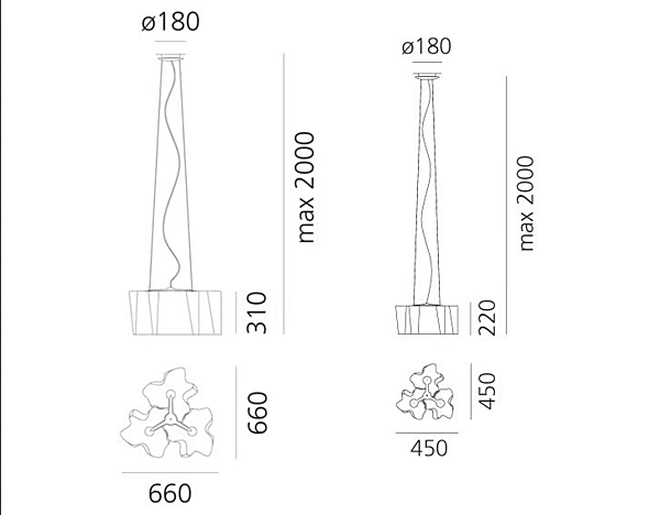 Pendelleuchte aus geblasenem Glas Logico 3x120 Artemide 0454010A, 0454020A, 0698020A Fabrik Artemide aus Italien. Foto №8