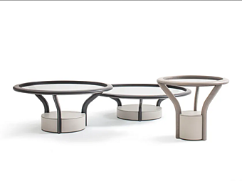 Runder Couchtisch aus Holz und Glas GIORGETTI Chanterelle