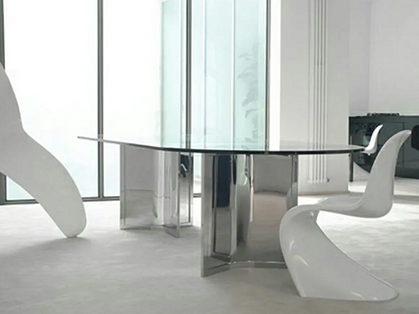 Ovaler Tisch aus Glas und Edelstahl Gallotti&Radice Raj Fabrik Gallotti & Radice aus Italien. Foto №2