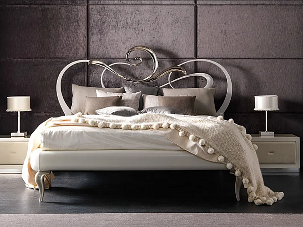 Doppelbett mit gepolsterter Rückenlehne aus Stoff CORTEZARI SCARLET 947 Fabrik CORTE ZARI aus Italien. Foto №1