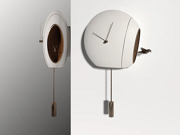 Wanduhr mit Pendel aus Leder und Kuckucksfunktion GIORGETTI Fabrik GIORGETTI aus Italien. Foto №5