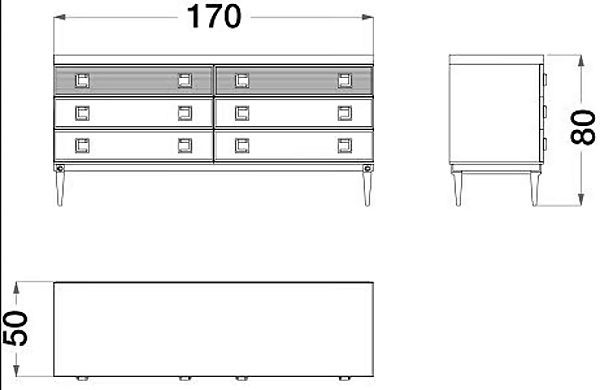 Holzfurnier und Metall Kommode Sesto Senso CPRN HOMOOD S511 Fabrik CPRN HOMOOD aus Italien. Foto №3