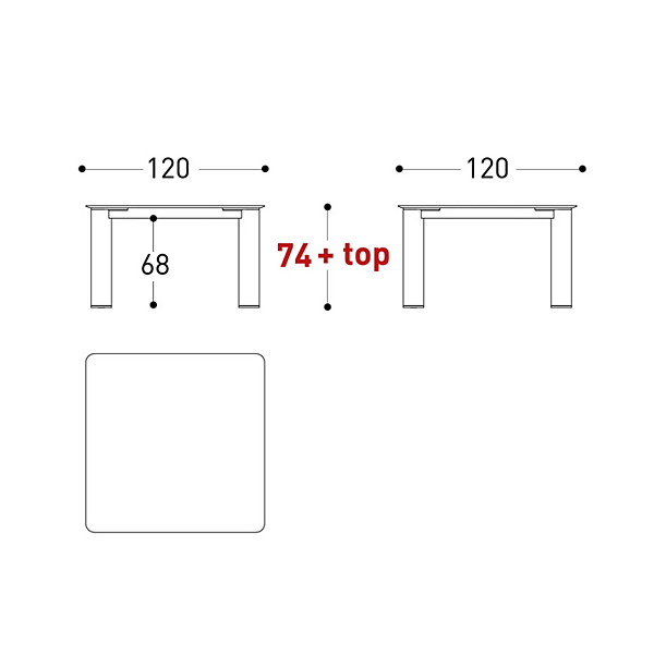 Quadratischer Gartentisch aus Aluminium mit HPL-Tischplatte VARASCHIN Plinto 24680, 24682 Fabrik VARASCHIN aus Italien. Foto №10