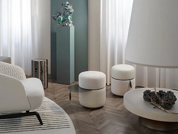 Runder Pouf aus Stoff und Edelstahl GIORGETTI OTTO 54080 Fabrik GIORGETTI aus Italien. Foto №3