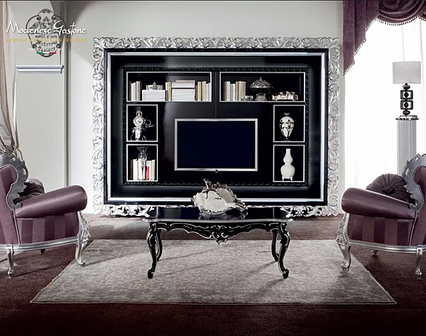 Wandregal mit TV-Ständer aus Holz MODENESE GASTONE 13129 Fabrik MODENESE GASTONE aus Italien. Foto №3