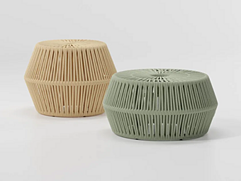 Runder Gartenpouf aus Stoff KETTAL Zigzag