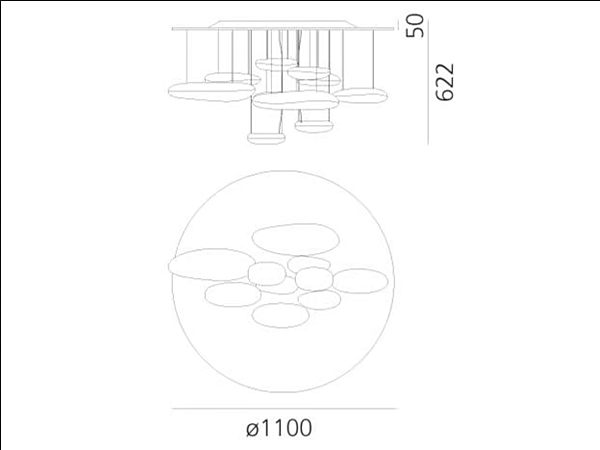 Deckenlampe aus Aluminium und ABS Artemide Mercury 1366W10A, 1366110A Fabrik Artemide aus Italien. Foto №3