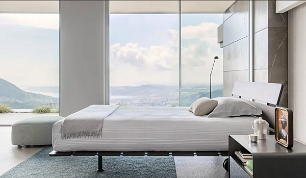 Einzelbett aus Holz mit gepolsterter Rückenlehne Flou Tadao Fabrik Flou aus Italien. Foto №3