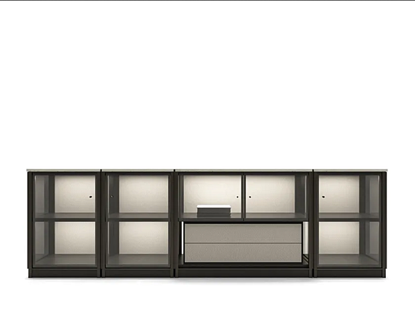 Modulares Sideboard mit integrierter Beleuchtung aus Holz GIORGETTI DOMUS Fabrik GIORGETTI aus Italien. Foto №1