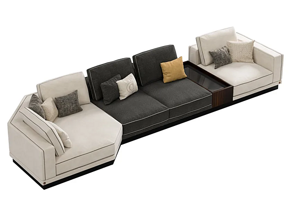 Ecksofa aus Leder und Stoff Sesto Senso CPRN HOMOOD S550, S552DX/SX, S553, S554, S555 Fabrik CPRN HOMOOD aus Italien. Foto №1