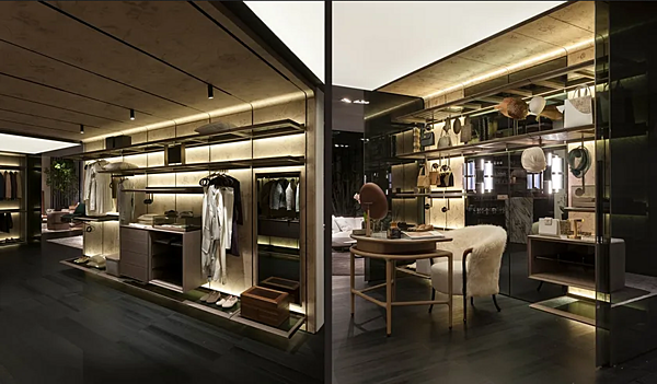 Sektionale Garderobe aus Esche mit integrierter Beleuchtung GIORGETTI REIWA Fabrik GIORGETTI aus Italien. Foto №10