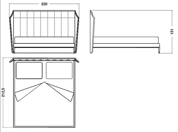 Leder und Holz Bett mit gepolstertem Kopfteil Eclipse CPRN HOMOOD E200, E201, E202 Fabrik CPRN HOMOOD aus Italien. Foto №3