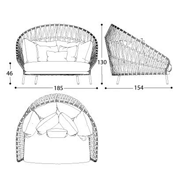 Zweisitzer Gartensofa aus Acryl Emma Cross VARASCHIN 24830 Fabrik VARASCHIN aus Italien. Foto №11