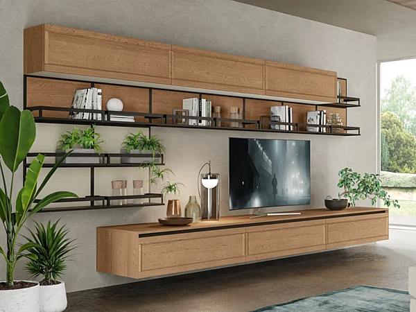 Wandmontiertes Regalsystem aus Holz LUBE CUCINE Flavour Living 2 Fabrik LUBE CUCINE aus Italien. Foto №1