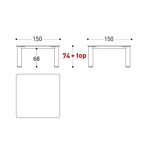 Quadratischer Gartentisch aus Aluminium mit HPL-Tischplatte VARASCHIN Plinto 24680, 24682 Fabrik VARASCHIN aus Italien. Foto №11