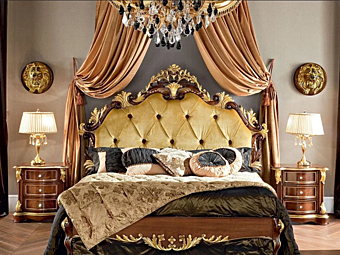 Doppelbett mit hoher gepolsterter Rückwand Modenese Luxury Interiors 13201 Fabrik MODENESE GASTONE aus Italien