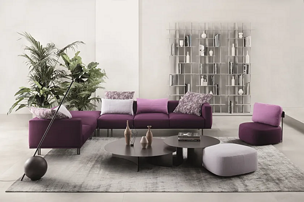 Modularer Ecksofa aus Stoff mit weicher Rückenlehne Flou Binario Fabrik Flou aus Italien. Foto №5