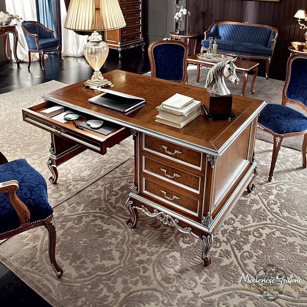 Rechteckiger Schreibtisch aus Massivholz mit Schubladen Modenese Luxury Interiors 12304 Fabrik MODENESE GASTONE aus Italien. Foto №2