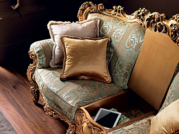 Zweisitzer Stoffsofa mit integriertem Zeitschriftenregal Modenese Luxury Interiors 11417 Fabrik MODENESE GASTONE aus Italien. Foto №4