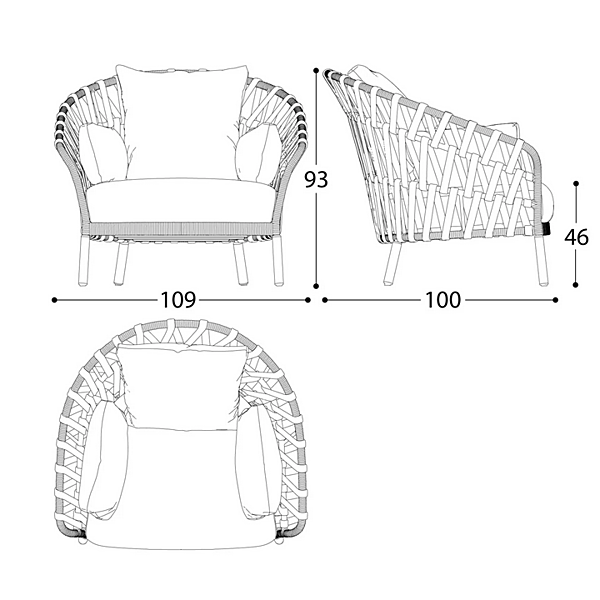 Acryl Gartenarmchair mit Armlehnen VARASCHIN Emma Cross 24820 Fabrik VARASCHIN aus Italien. Foto №15