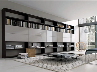 Bücherregal mit Schubladen aus Holz MisuraEmme Crossing Fabrik MisuraEmme aus Italien