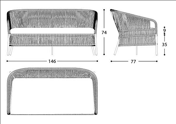 Zweisitzer Gartensofa aus synthetischen Fasern VARASCHIN Cricket 148D2, 148D2A Fabrik VARASCHIN aus Italien. Foto №13