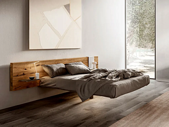 Hängendes Doppelbett aus Holz mit gepolsterter Rückwand LAGO Fluttua Wildwood