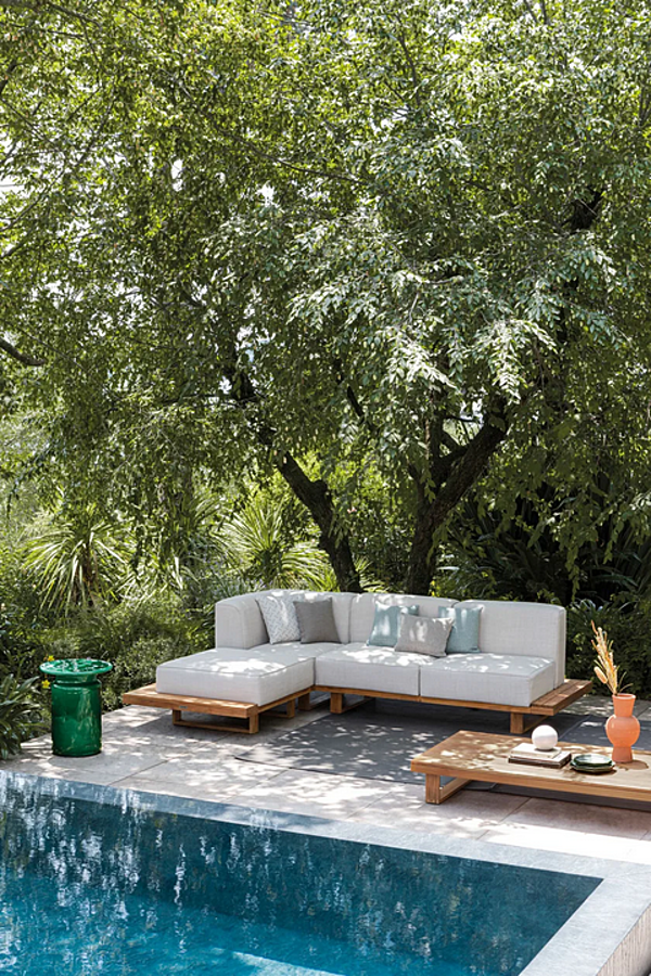 Zweisitzer Gartensofa aus Stoff und Teak Atmosphera 9 Zero 9.0.M1.MC Fabrik ATMOSPHERA aus Italien. Foto №6