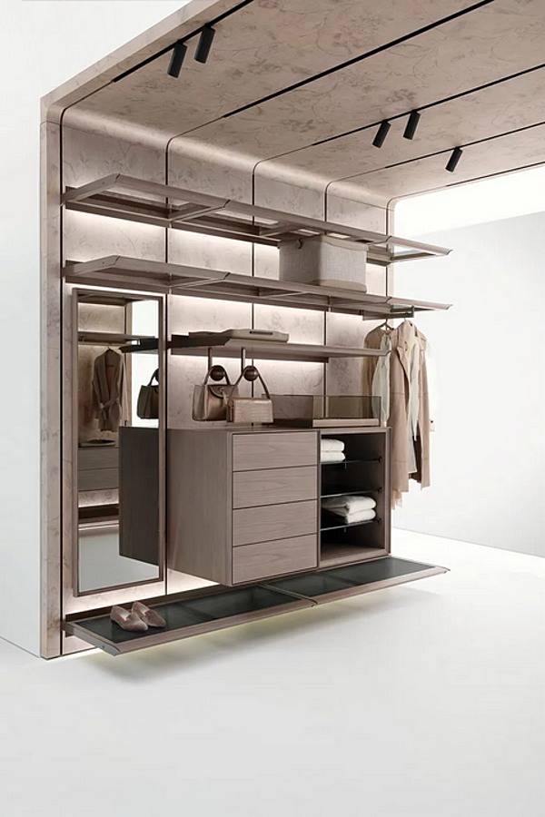 Sektionale Garderobe aus Esche mit integrierter Beleuchtung GIORGETTI REIWA Fabrik GIORGETTI aus Italien. Foto №12