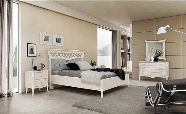 Doppelbett mit gepolsterter Rückenlehne aus Stoff MARZORATI Montecarlo Fabrik MARZORATI aus Italien. Foto №2