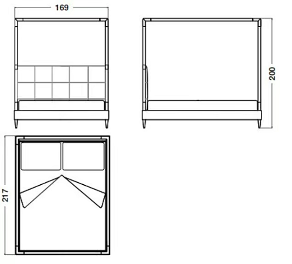 Canopy-Bett aus Leder und Holz mit gepolstertem Kopfteil Blue Moon CPRN HOMOOD B100, B101, B102 Fabrik CPRN HOMOOD aus Italien. Foto №3