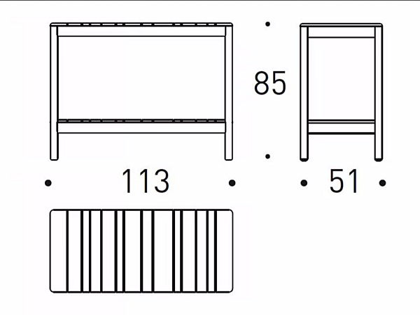 Rechteckige Gartenkonsole aus Teak VARASCHIN Barcode 2187 Fabrik VARASCHIN aus Italien. Foto №5