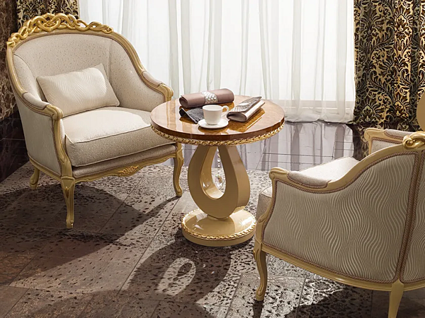 Runder Beistelltisch aus Holz mit marmorierter Tischplatte A.R. Arredamenti HARMONY 316 Fabrik A.R.ARREDAMENTI SRL aus Italien. Foto №3