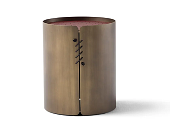 Runder Couchtisch mit Metallbasis und Lederoberfläche AMURA Setacci Runder Couchtisch mit Metallbasis und Lederoberfläche AMURA Setacci Fabrik AMURA aus Italien