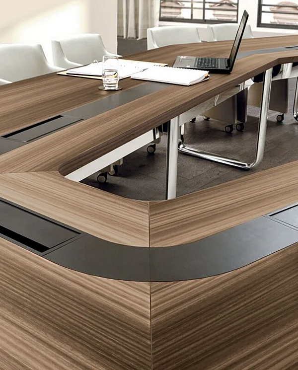 Modularer Holztisch für Besprechungen mit Kabelmanagement i 4 Mariani Fabrik i 4 Mariani aus Italien. Foto №4
