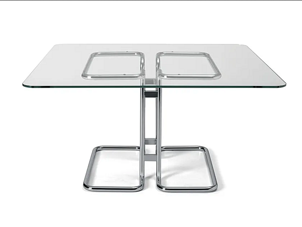 Quadratischer Tisch aus Glas und Stahl Tucroma i 4 Mariani Fabrik i 4 Mariani aus Italien. Foto №1