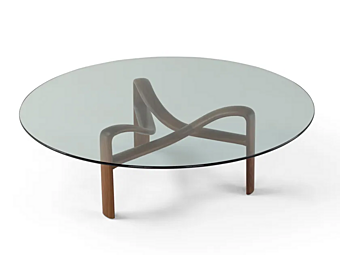 Runder Couchtisch aus Holz und Glas Twister AMURA Runder Couchtisch aus Holz und Glas Twister AMURA Fabrik AMURA aus Italien