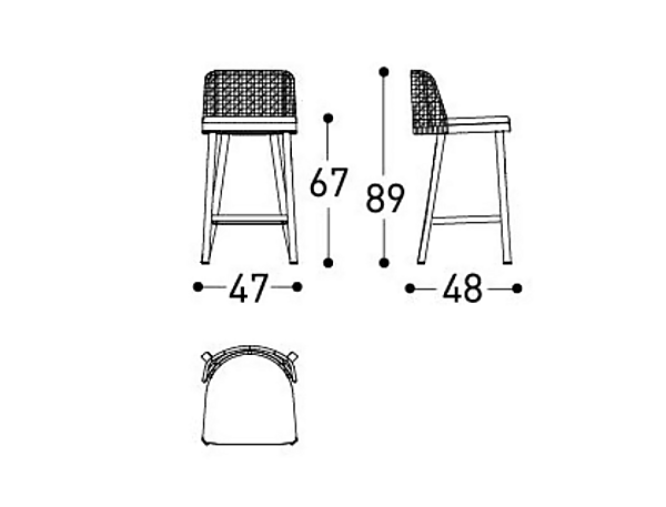 Gartenhocker aus pulverbeschichtetem Aluminium mit Fußstütze VARASCHIN EMMA 23650, 23651 Fabrik VARASCHIN aus Italien. Foto №8