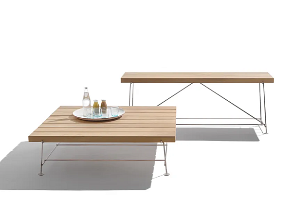 Niedriger Kaffeetisch aus Iroko Holz FLEXFORM Any Day Outdoor Fabrik FLEXFORM aus Italien. Foto №1