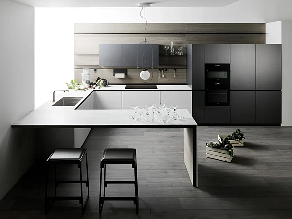 Fitted Küche ohne Griffe Angel Skin VALCUCINE Forma Mentis Fabrik VALCUCINE aus Italien. Foto №1