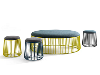 Edelstahl Gartenhocker mit integriertem Kissen BertO Bruce Fabrik BertO aus Italien