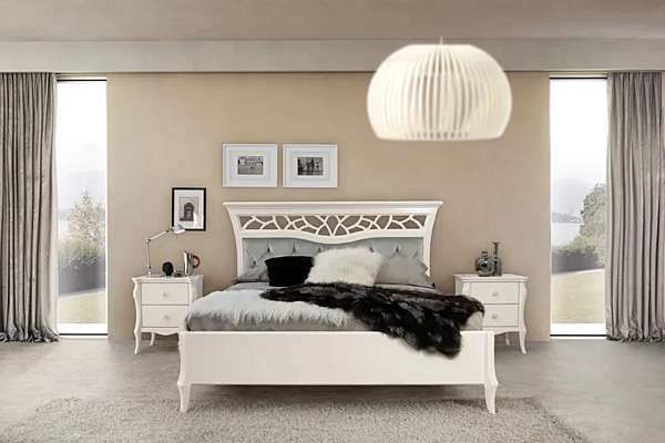 Doppelbett mit gepolsterter Rückenlehne aus Stoff MARZORATI Montecarlo Fabrik MARZORATI aus Italien. Foto №3
