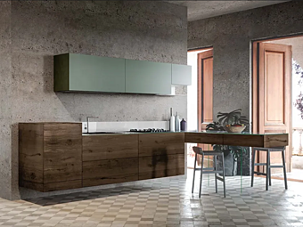 Küche mit Halbinsel aus Wildwood LAGO 36E8 Fabrik LAGO aus Italien